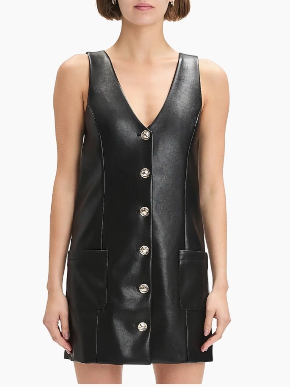 Favorite Daughter Black Faux-Leather Button-Front Vest,Size Xs NWOT